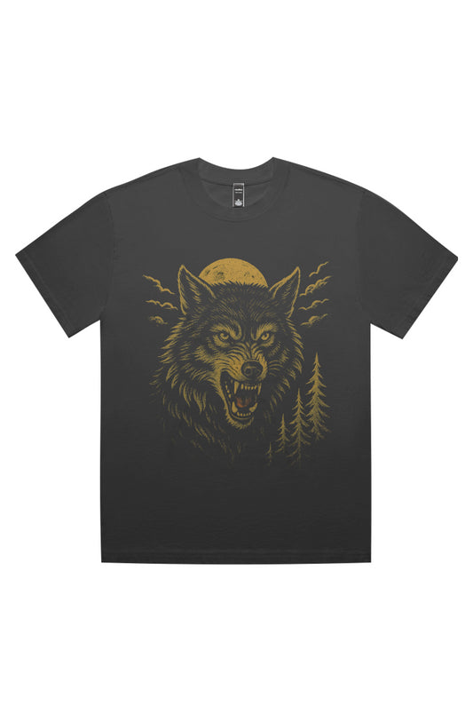 Heavy Faded Screaming Wolf Tee