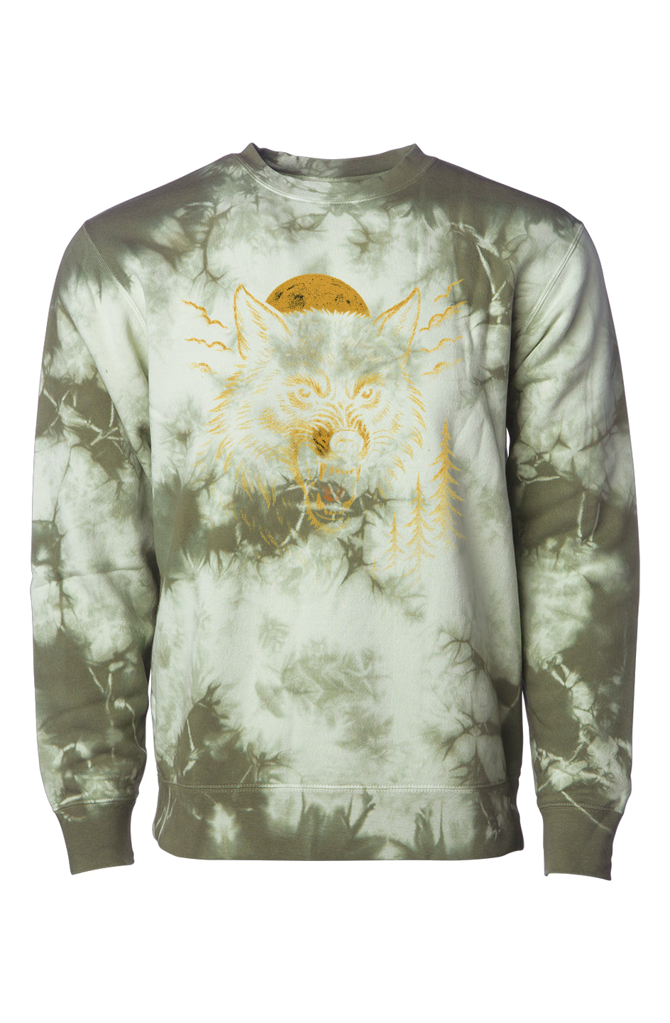 Tie Dye Screaming Wolf Crew Neck